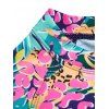 Plus Size Tropical Flower Print One-piece Swimsuit Raglan Sleeve Padded Zip Up Modest Swimsuit - multicolor 3XL