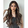 Long Middle Part Highlight Wavy Capless Synthetic Wig - DEEP BROWN 26INCH