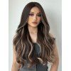 Long Middle Part Highlight Wavy Capless Synthetic Wig - DEEP BROWN 26INCH