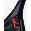 Plus Size Tropical Leaf Print Vacation Tankini Swimsuit Padded Adjustable Straps Tankini Two Piece Swimwear High Waist Tummy Control Bathing Suit - BLACK 4XL
