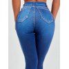 Skinny Jeans High Waisted Zipper Fly Pockets Long Denim Pants - BLUE L