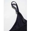 Tummy Control Tankini Swimsuit Plain Color Textured Lace Up Padded High Waisted Swimwear - BLACK S