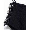 Tummy Control Tankini Swimsuit Plain Color Textured Lace Up Padded High Waisted Swimwear - BLACK S