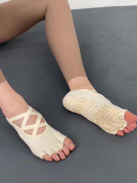 Crisscross Anti Skid Toeless Cotton Yoga Socks