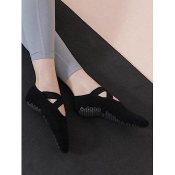 

2Pairs Crossover Non Slip Cotton Yoga Socks, Black