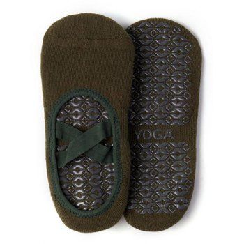 

2Pairs Crossover Non Slip Cotton Yoga Socks, Deep green