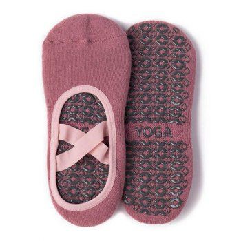

2Pairs Crossover Non Slip Cotton Yoga Socks, Deep red