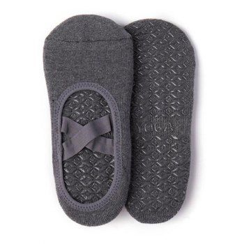 

2Pairs Crossover Non Slip Cotton Yoga Socks, Gray