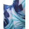Plus Size Tropical Leaf Print Underwire Tankini Swimsuit Lace Up Halter Tankini Two Piece Swimwear High Waist Bathing Suit - DEEP BLUE 3XL