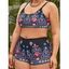 Maillot de Bain Tankini Imprimé et Rembourré avec Bretelles de Grande Taille - multicolor A 3XL