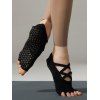 Chaussettes de Yoga Anti-Dérapantes Croisées en Coton - Noir 