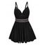 Plus Size Sheer Stripe Underwire Modest Swimsuit Adjustable Strap Tankini Swimsuit High Waist Bathing Suit - BLACK 1XL