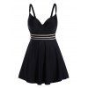 Plus Size Sheer Stripe Underwire Modest Swimsuit Adjustable Strap Tankini Swimsuit High Waist Bathing Suit - BLACK 4XL