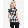 Checkerboard Lace Up Short Sleeve Tee And Lace-up Capri Leggings Outfit - BLACK S