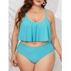 Plus Size Tankini Swimsuit Tummy Control Colored Striped Cinched Skirt Three Piece Swimwear - multicolor A 4XL