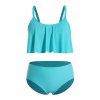 Plus Size Tankini Swimsuit Tummy Control Colored Striped Cinched Skirt Three Piece Swimwear - multicolor A 4XL