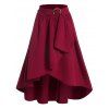 Halter Cinched Lace Up Off The Shoulder Short Sleeve Tee And Overlay Self Belted Ruffle Asymmetrical Midi Skirt Outfit - multicolor S