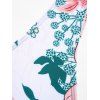 Plus Size One-piece Swimsuit Flower Leaf Print Mesh Overlay Padded High Waisted One-piece Swimwear - multicolor A 4XL