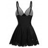 Plus Size Hollow Out Scalloped Hem Underwire Swim Dress Solid Color Adjustable Strap One-piece Swimwear - BLACK 4XL