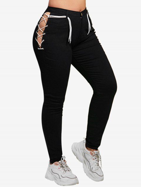 Lace Up Side Plus Size Skinny Pants
