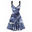 Robe Ligne A Décontractée à Imprimé Constellation Ciel de Nuit et Lune Anneau en O - Bleu M