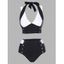 Maillot de Bain Tankini Matelassé Bicolore à Coupe Haute à Œillet - Noir XXL