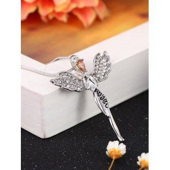 

Rhinestone Angle Pendant Alloy Chain Necklace, Silver