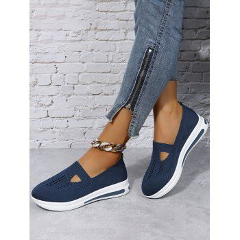 

Cut Out Breathable Slip On Thick Sole Casual Shoes, Blue