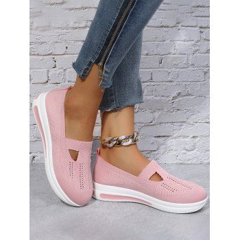 

Cut Out Breathable Slip On Thick Sole Casual Shoes, Light pink