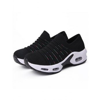 

Slip On Breathable Knit Thick Sole Sport Sneakers, Black