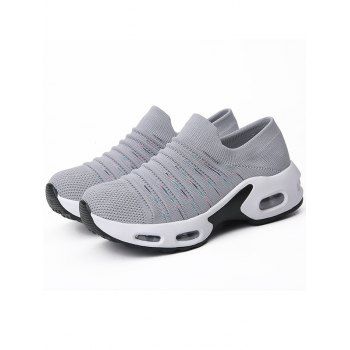 

Slip On Breathable Knit Thick Sole Sport Sneakers, Gray