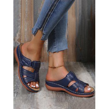 

Low Heel Slip On Flat Slippers, Deep blue