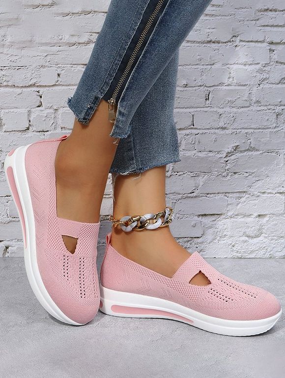 Cut Out Breathable Slip On Thick Sole Casual Shoes - Rose clair EU 42
