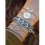 5Pcs Compass Moon Round Ring Chain Bracelets Set - SILVER 