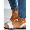 Artificial Pearl Slip On Summer Casual PU Flat Sandals - Blanc EU 42