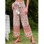 Pantalon Long à Imprimé Fleur Partout à Jambe Large à Frange Style Bohémien - Orange XL