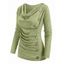 Heather Mock Button Long Sleeves Draped Cowl Neck T-shirt - LIGHT PINK S