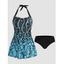 Maillot de Bain Tankini Matelassé Modeste à Imprimé Géométrique à Col Halter - multicolor A S