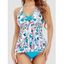 Maillot de Bain Tankini Tendance Matelassé Modeste avec Croisés à Imprimé Fleurs - Bleu XL