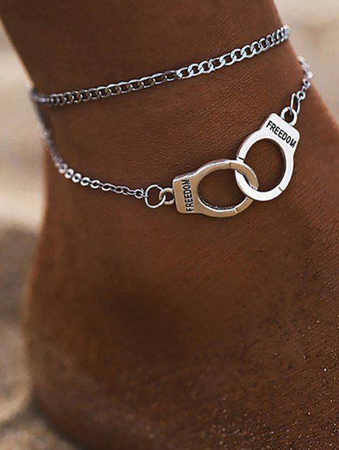 Letter Handcuffs Shape Layered Adjustable Beach Chain Anklet
