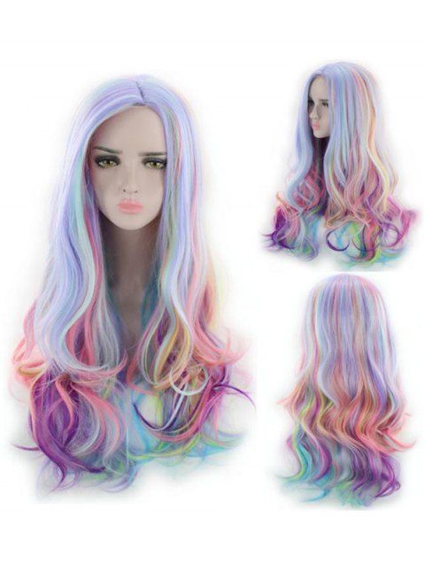 Long Side Part Pastel Color Wavy Capless Synthetic Lolita Anime Party Wig
