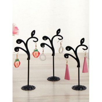 

3Pcs Leaf Shape Earring Display Stands Earring Showing Holders Set, Black