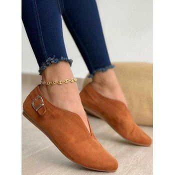 

Comfy Office Work Slip On Faux Suede Loafer Flat Shoes, Coffee