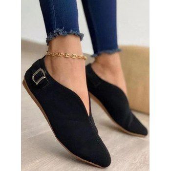 

Comfy Office Work Slip On Faux Suede Loafer Flat Shoes, Black