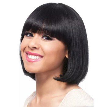 

Short Full Bang Straight Bob Capless Synthetic Wig, Black