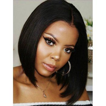 

Middle Part Short Straight Bob Capless Synthetic Wig, Black