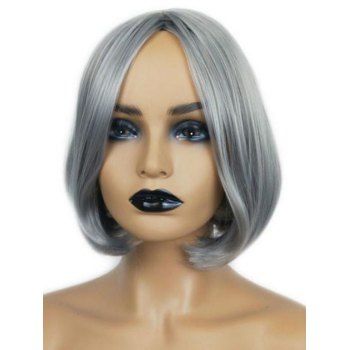 

Short Tail Adduction Straight Capless Synthetic Wig, Dark gray