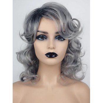 

Short Side Bang Gradient Curly Synthetic Wig, Dark gray