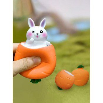 

2Pcs Cute Rabbit Carrot Squeezy Decompression Stress Relief Vent Toys, Dark orange