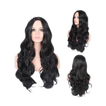 

Middle Part Long Body Wave Capless Synthetic Wig, Black